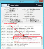 Note the device ID from the job log